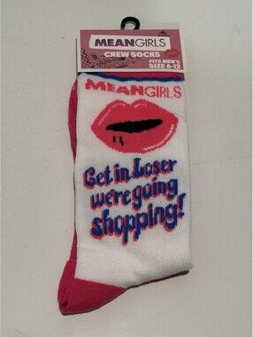 Mens Mean Girls Crew Socks Size 6-12 Get In Loser..
